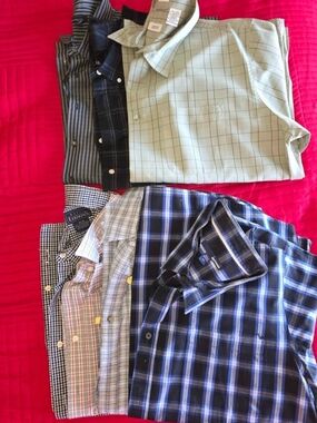 Lot of 7 Plaid Short Sleeve Men's Button Up Shirts 6-Size 2XL 1-3XL